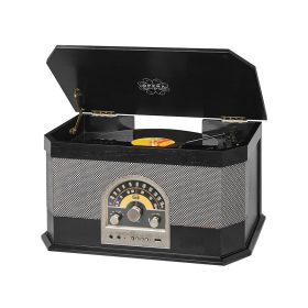   Trevi TT 1040 OPERA BLACK Retro kinézetű bakelit lemezjátszó USB lejátszással Bluetooth-al, fekete színben