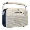 Trevi RA 7F50 BT Hordozható vintage napelemes rádió, Bluetooth-tal, USB és SD kártya bemenettel krémfehér színben 