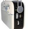 Trevi RA 7F50 BT Hordozható vintage napelemes rádió, Bluetooth-tal, USB és SD kártya bemenettel krémfehér színben 