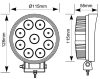 Phonocar 07311 LED lámpa – 9×EPISTAR LED, 27W, 1750 lumen, 6000K, IP67, univerzális 12–36V feszültséggel