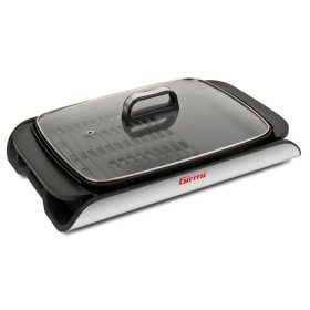   Girmi BQ91 Smokeless elektromos grill óriási sütőfelülettel, kétoldalas tapadásmentes lappal és üvegfedővel