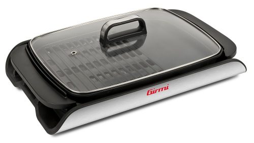 Girmi BQ91 Smokeless elektromos grill óriási sütőfelülettel, kétoldalas tapadásmentes lappal és üvegfedővel