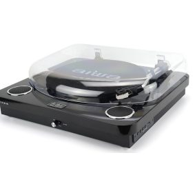   Aiwa LPS-25BK lemezjátszó 3 sebességes, Bluetooth, USB digitalizálás, beépített hangszóró, fekete színben