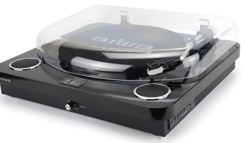 Aiwa LPS-25BK lemezjátszó 3 sebességes, Bluetooth, USB digitalizálás, beépített hangszóró, fekete színben