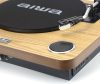 Aiwa LPS-25WD lemezjátszó, 3 sebesség, Bluetooth, USB digitalizálás, FM rádió, beépített hangszóró, fa színben