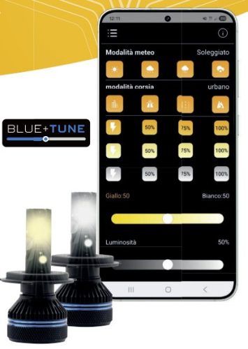 Phonocar 07537 H7 LED autóizzó Bluetooth vezérléssel, 12/24V, 5000 lm, állítható színhőmérséklet, off-road