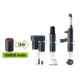   Phonocar 04998 Professzionális többcélú autós készlet 10800mAh akkumulátorral, kompresszorral, porszívóval, hidropultrissel