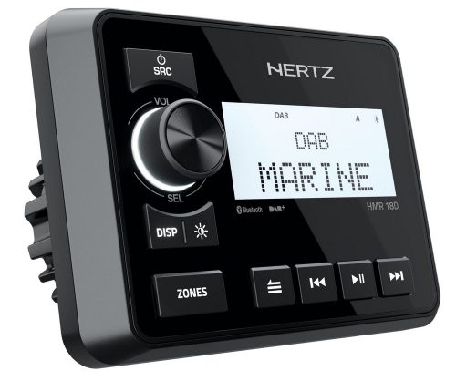 Hertz HMR 18D professzionális DAB+ marine média lejátszó Bluetooth 5.0-val, 2 zónás vezérléssel, IP66 védelemmel