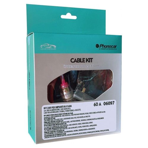Phonocar 06097 Professzionális 60A autóhifi kábelkészlet prémium soft-touch szigeteléssel, teljes HI-FI rendszerhez