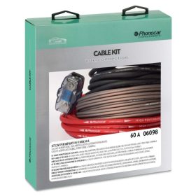   Phonocar 06098 Professzionális autóhifi kábelkészlet 80A, prémium vezetékek, egyszerű telepítés, soft-touch burkolat