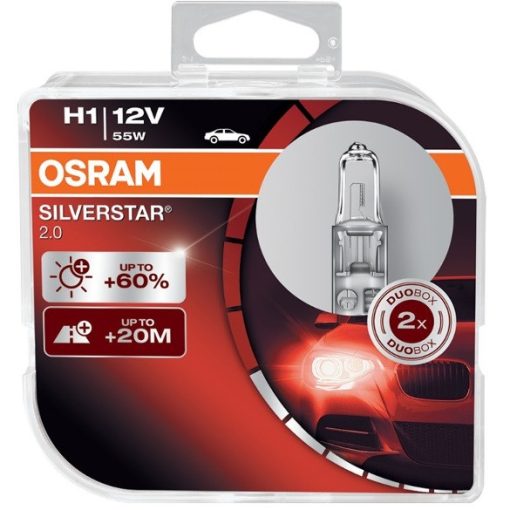 Osram Silverstar 2.0 H1 12V 55W autó izzó, duó csomag - 64150SV2-HCB