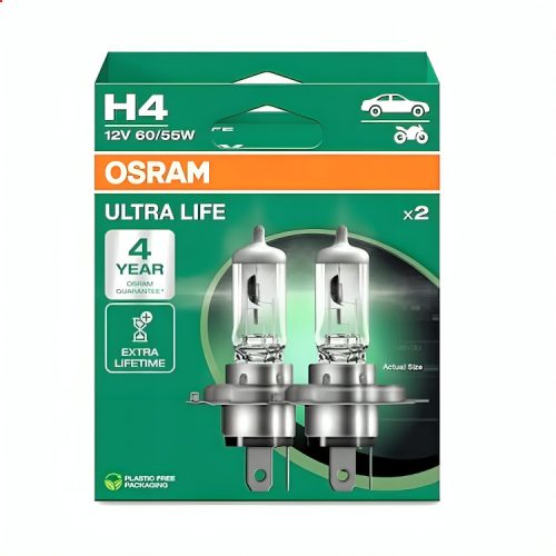 Osram Ultra Life H4 12V 60/55W P43t autó izzó, duó csomag - 64193ULT-2HB