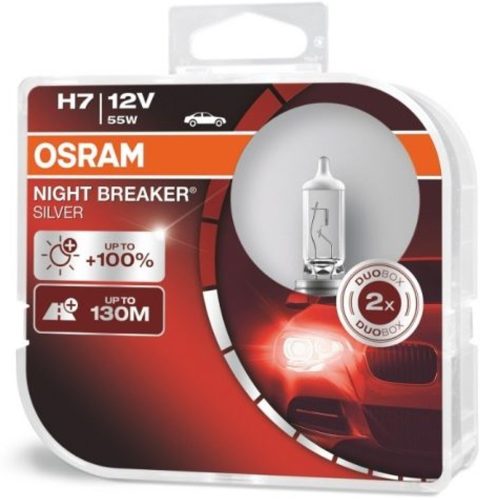Osram Night Breaker Silver H7 12V 55W +100% autó izzó, duó csomag - 64210NBS-2HB