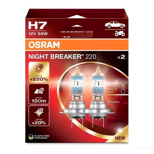 Osram Night Breaker 220 H7 12V 55W +220% autó izzó - 64210NB220-2HB