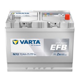   Varta Dynamic EFB 12V 72Ah 760A Jobb+ autó akkumulátor (N72)-572501